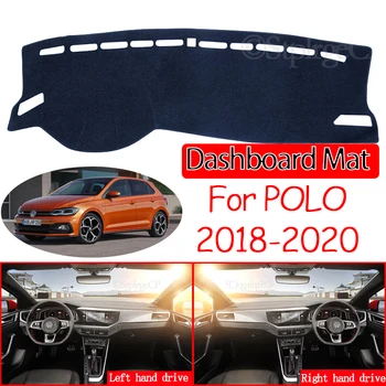 a Volkswagen VW POLO MK6 2018 2019 2020 Esteira antiderrapante Tampa do Painel de controle Pad-Sol Dashmat Proteger Tapete Traço de Acessórios para carros