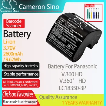 CameronSino Bateria para Panasonic V. 360 HD V. 360° HD se encaixa VSN Mobil LC18350-3P Baterias de câmeras Digitais 2600mAh 3.70 V Li-ion