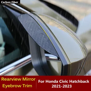 Carro De Fibra De Carbono Retrovisor Espelho Do Lado Da Tampa Vara Moldura Escudo Da Sobrancelha Auto Chuva/Sol Para Honda Civic Hatchback 2021-2023