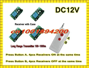DC12V Interruptor de Controle Remoto de Sistema Pressione 4 Receptor Pressione B 4 Receptor FORA de Aprendizagem de Código Travada 315/433.92 MHZ, Longo Alcance