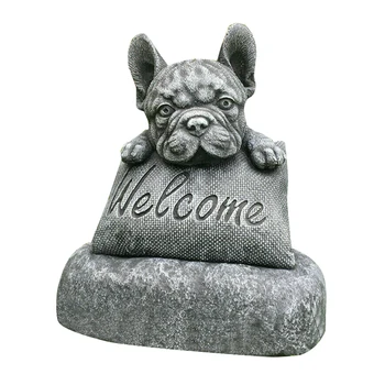Francês-Bulldog Estátua Decoração De Jardim De Boas-Vindas Sinal De Artesanato De Resina Enfeite Dentro De Casa Ao Ar Livre De Esculturas De Figuras De Miniaturas