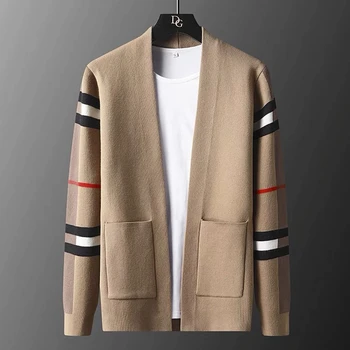 High-end designer da marca casaquinho de malha homens casaco de primavera e de outono nova opção de lazer da juventude coreano moda thread cardigan