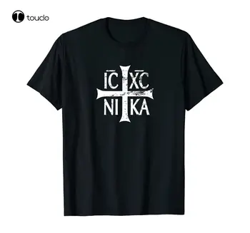 Ic Xc Ni Ka Cruz Cristã Ortodoxa Retro dos Homens T-Shirt de Verão de Manga Curta-O-Pescoço T-Shirt Nova S-5Xl Algodão T-Shirt