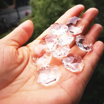 (Livre de Salto Anéis)12pcs/monte Claro 20mm K9 Pedras de Cristal de Vidro Lustre Octagon Esferas em 2Holes Diy Decoração Home Acessórios