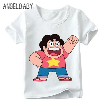 Meninos/Meninas de desenhos animados Steven Universo de Design de camisa de T de Crianças Verão Cumes Brancos Crianças Engraçado de Impressão de T-shirt,ooo5054