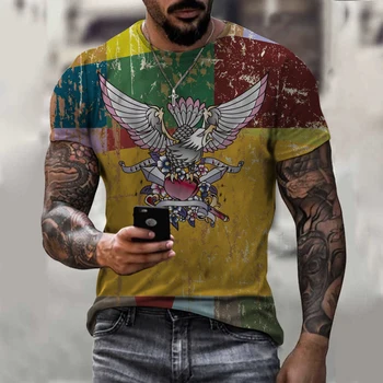 Moda e interessante graffiti padrão dos homens T-shirt solto e casual manga curta T-shirt respirável magro T-shirt