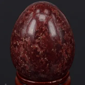 Natural de pedra preciosa Vermelha Escura Lugar Jasper Esfera Ovo de Cura Reiki Artesanato Massagem com Pedras Dedo Exercício 34x44MM