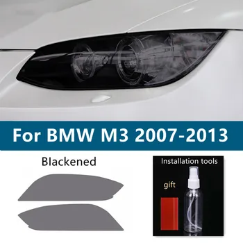 O Farol do carro Tonalidade Fumê Preto Película de Proteção da Frente da Luz TPU Transparente Autocolante Para BMW M3 E90 E92 E93 2007-2013 Acessórios