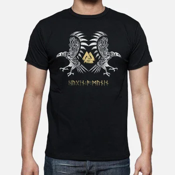Odin é Corvos Viking Mitologia Nórdica Homens T-Shirt de Manga Curta de Algodão Casual O-Pescoço T-Shirt Tamanho S-3XL