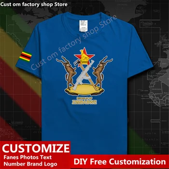País de Zimbabwe T-shirt Personalizada Jersey Fãs DIY Número de Nome de Marca LOGO Camiseta de Alta Moda de Rua Hip Hop Solto e Casual T-shirt