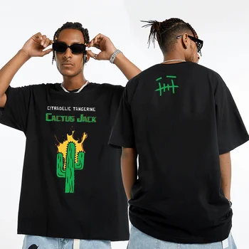 Scott Travis Oversized T-Shirt Homens Mulheres Hip Hop e Streetwear ASTROWORLD Tshirt Cactus Jack T-shirt Estudante de Moda Mangas Curtas