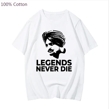 Sidhu Moose Wala T-Shirt Lendas Nunca Morrem Camiseta 100% Algodão de Mens Verão Tops Indiano Rapper Fãs Personalizado Unissex Casual T-shirt