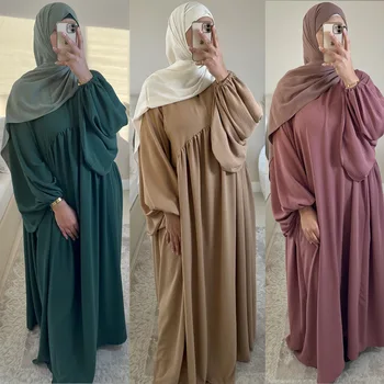Sólida Solta Túnica Longa Femme Musulmane Abaya Mulheres De Vestido Kaftan Abayas Dubai Árabe Vestido Ramadã Hijab Abayat De Vestuário Islâmico